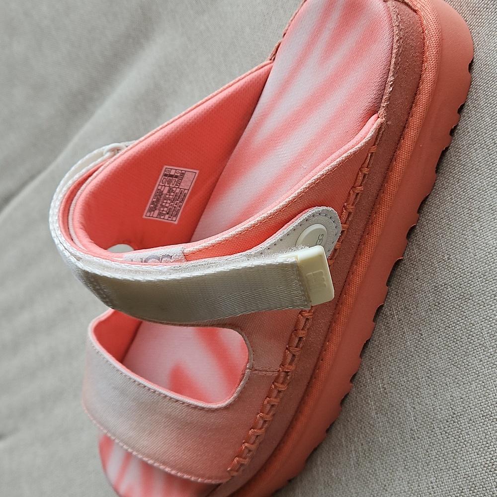 UGG Goldenstar Glide Chunky Platform Sandals Slides In Sun Pink Coral, Sz 10
